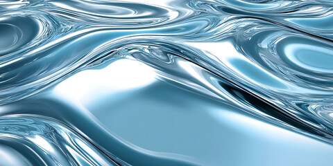 Abstract Blue Liquid Swirling Metallic Texture Background