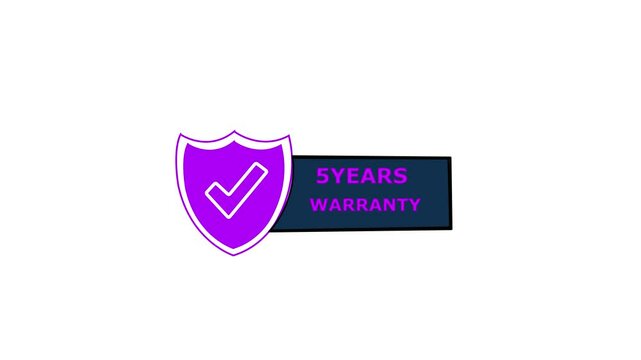 5years Warranty Badge with Shield and Checkmark, Featuring Red Banner Text, Symbolizing Guaranteed Quality and Security for Products or Services