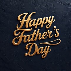 Elegant Gold Happy Fathers Day Text on Dark Leather Texture
