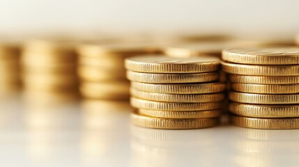 Maximizing financial growth stacks of golden coins in a business environment symbolizing wealth accumulation