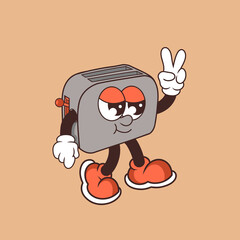 Retro character design of cool toaster