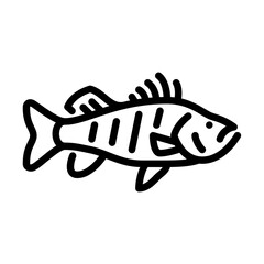 Perch Fish outline icon. striped fish side view black line illustration.
