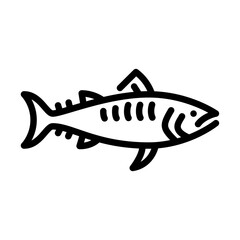 Mackerel outline icon. Mackerel fish side view black line illustration.