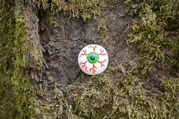 A funny toy eyeball. A Halloween figurine.