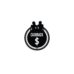 Silhouette of a dollar coin labeled cashback on white background