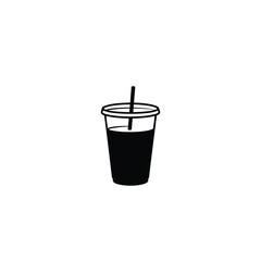Silhouette of a drink in a cup on white background