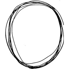 Handrawn abstract scribble with pen, doodle line, circle element isolated png