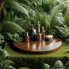 Modern podium perfect for showcasing luxury beauty products.