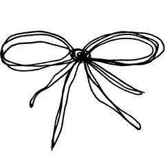 Handrawn abstract bow scribble with pen, doodle line, element isolated png