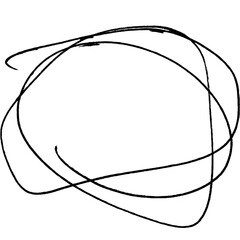 Handrawn abstract scribble with pen, doodle line, circle element isolated png