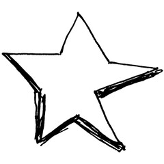 Handrawn abstract stare, scribble with pen, doodle line, circle element isolated png