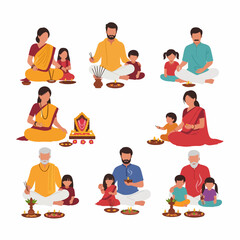 Families celebrating Hindu Festival