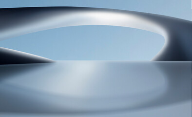 Sci-fi curved building, square platform, car advertisement background