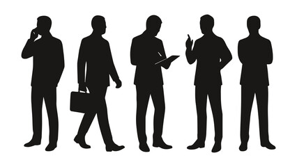 Silhouette Of People Business Businessman Vector Set Collection For Career Success Work And Job Business Male Pose Isolated Silhouettes