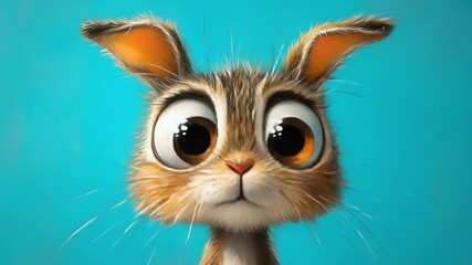 A delightful fluffy creature with oversized eyes gazes curiously at its colorful surroundings, radiating charm and playfulness. This enchanting character invites viewers into a fantastical journey