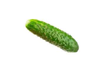 Cucumber isolated on white background. Slice of cucumber on white background. Fresh organic green cucumbers. Vegan. Ingredient for salad. Farm vegetables.
