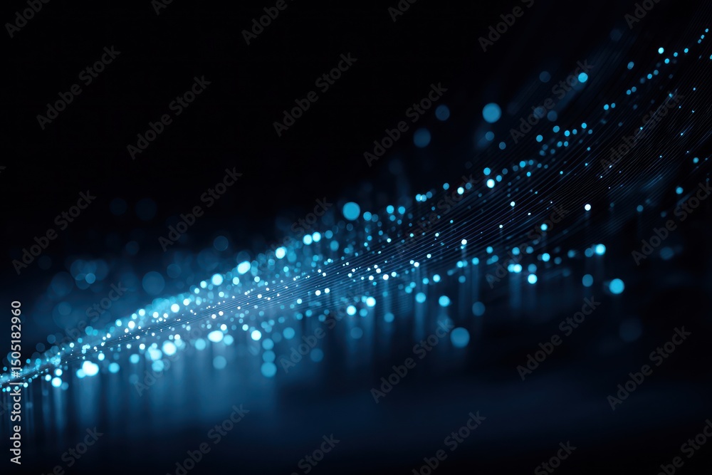 Poster abstract digital background showcasing illuminated dots and complex tech network elements.