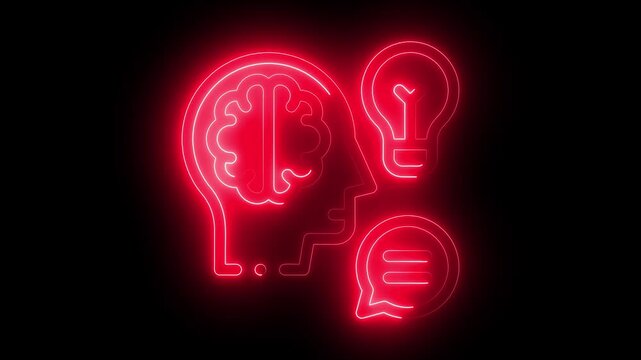glowing neon resourceful icon isolated on black background with HD video