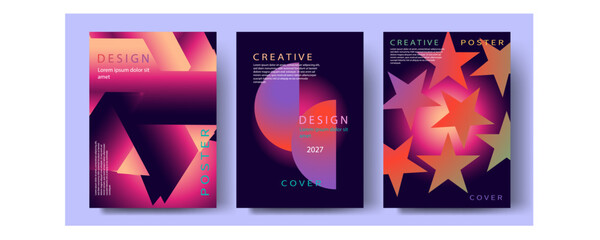 Abstract gradient poster background vector collection. Colorful gradient for banner, ad, promo, invitation, flyer, poster.