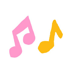 Two vector music notes in pink and yellow symbol