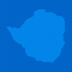 Obraz premium Blue halftone dot outline map background of Zimbabwe