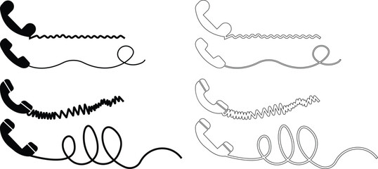 receiver icon set, Vintage phone receiver silhouette template designs elements, Simple element vector from Technology concept .used for business communication support service concepts, website or apps
