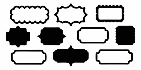 Wavy edge rectangle frames graphic design elements