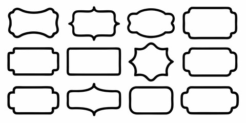 Wavy edge rectangle frames a collection of colorful design elements