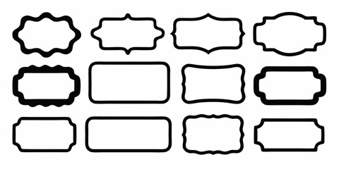 Wavy edge rectangle frames colorful design set