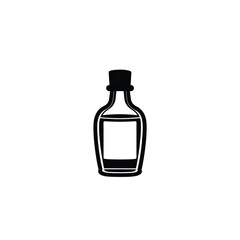 Silhouette of a massage oil bottle, outline vector on white background