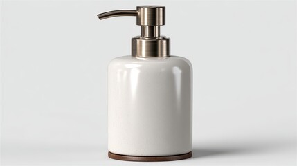 Modern ceramic soap dispenser with matte finish, centered on white background