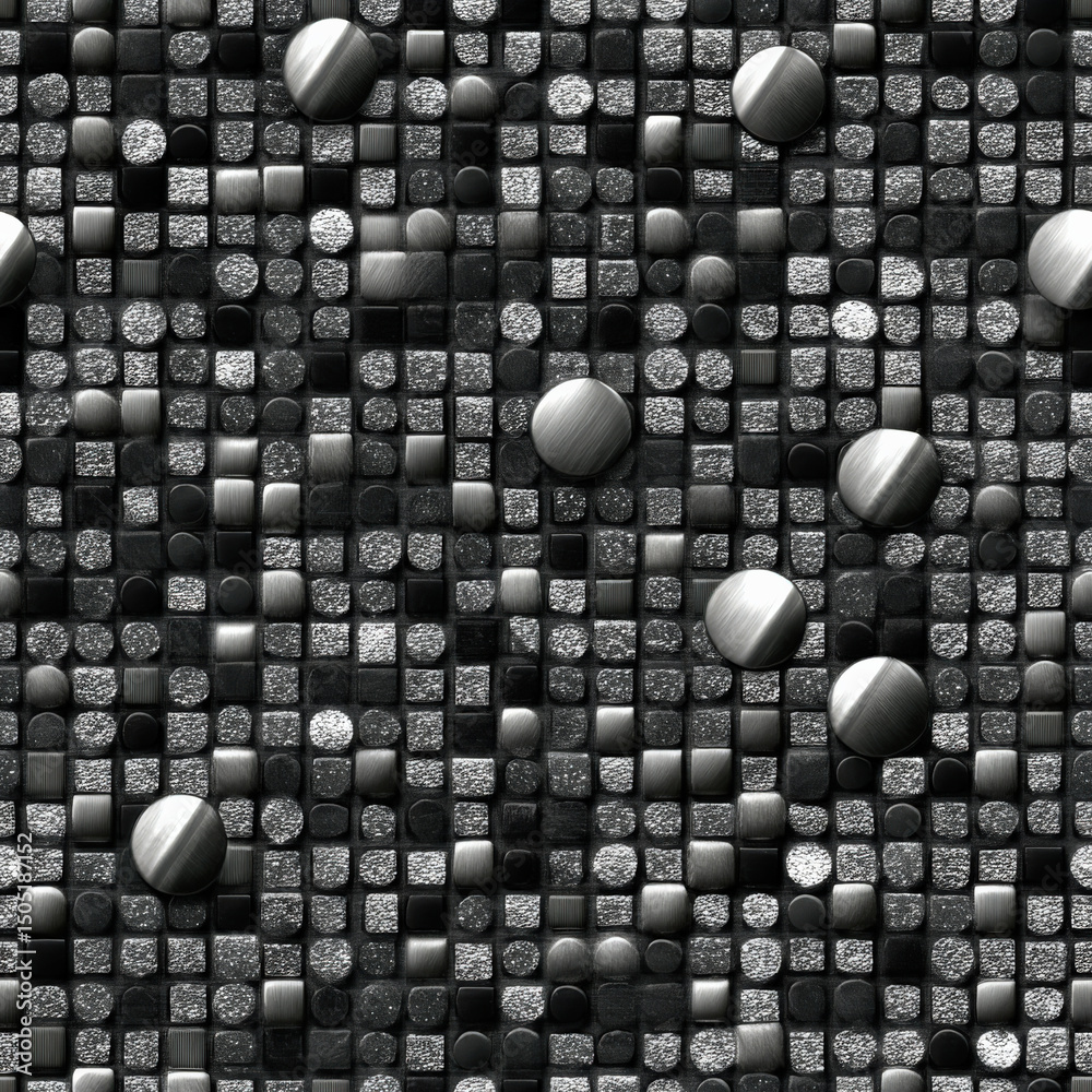 Aufkleber seamless digital pixel pattern with metallic finishes creates modern and sophisticated texture. gray