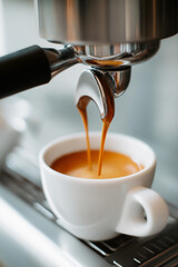 espresso machine pouring espresso