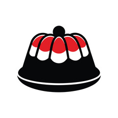 Stylized Jelly Mold Dessert with Red Filling