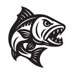 Naklejka premium Angry Piranha Fish with Sharp Teeth Art & Illustration