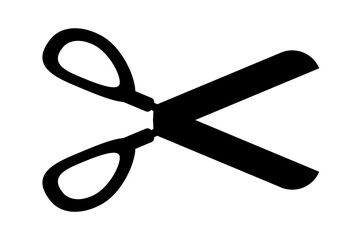 Scissors icon. Simple silhouette of open scissors. Scissors logo icon. Stock vector illustration isolated on a white background.