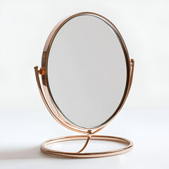 Obraz premium Round mirror isolated on a white background with a reflective glass surface and decorative frame design
