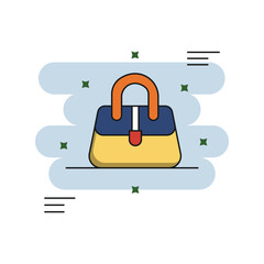 Handbag color line icon with white background vector stock illustration