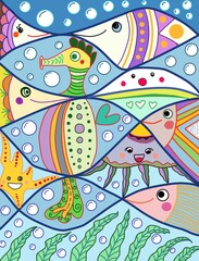 seamless pattern with fishes