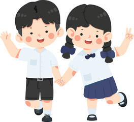 Boy and Girl Holding Hands While Walking student