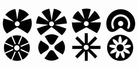 Twelve cooling fan icons graphic design elements