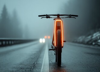 Electric Bike Foggy Road.