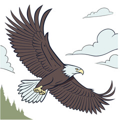 Eagle flying drawing illustration