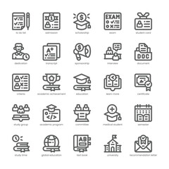 Scholarship Application Icon pack for your website, mobile, presentation, and logo design. Scholarship Application Icon outline design. Vector graphics illustration and editable stroke.
