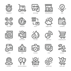 Shop Discount Icon pack for your website, mobile, presentation, and logo design. Shop Discount Icon outline design. Vector graphics illustration and editable stroke.