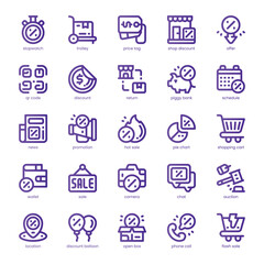 Shop Discount Icon pack for your website, mobile, presentation, and logo design. Shop Discount Icon line basic color design. Vector graphics illustration and editable stroke.