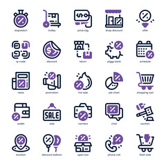 Shop Discount Icon pack for your website, mobile, presentation, and logo design. Shop Discount Icon dual tone design. Vector graphics illustration and editable stroke.