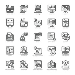 Virtual Classroom Icon pack for your website, mobile, presentation, and logo design. Virtual Classroom Icon outline design. Vector graphics illustration and editable stroke.