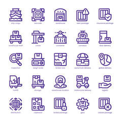 Warehouse Icon pack for your website, mobile, presentation, and logo design. Warehouse Icon line basic color design. Vector graphics illustration and editable stroke.