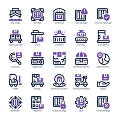 Warehouse Icon pack for your website, mobile, presentation, and logo design. Warehouse Icon dual tone design. Vector graphics illustration and editable stroke.